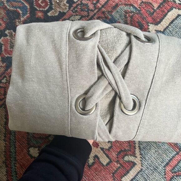 Monrow Lace Up Sweatshirt Small - Picture 6 of 7